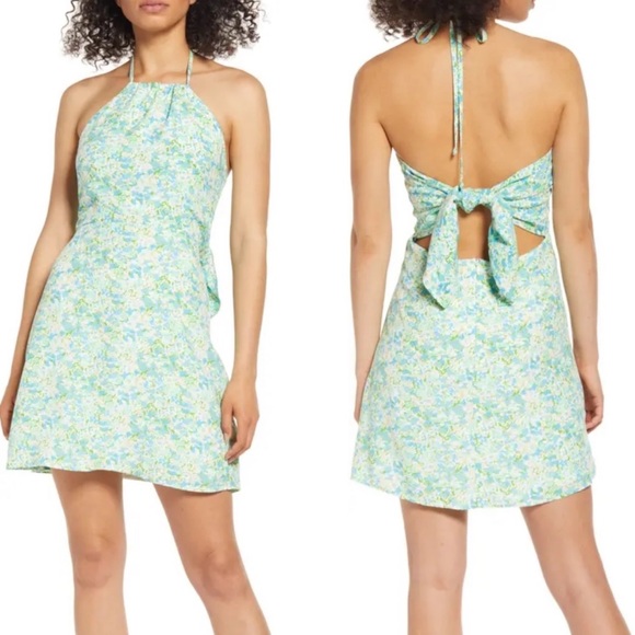 Faithfull the Brand NWT Women’s Gaia Halter Mini Dress In Varenna Floral Print - Picture 3 of 8